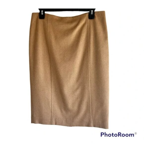 Talbots luxury Tan 100% camel hair pencil skirt size 8 Made in Italy - Picture 2 of 7